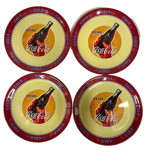 Vintage Drink Coca Cola Gibson 10.5” Dinner Plates Delicious And Refreshing 4 pc
